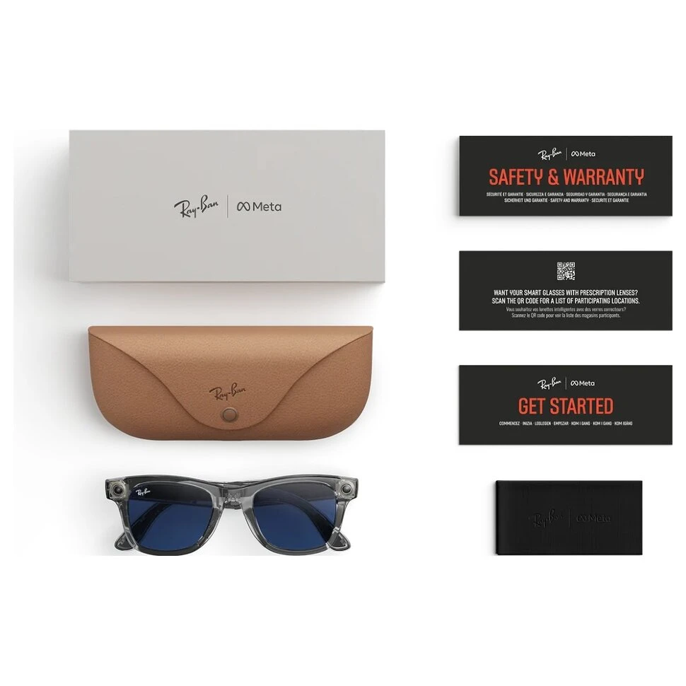 Умные очки Ray-Ban Wayfarer (Gen 2) Shiny Transparent Grey Clear/Sapphire Transitions (L)