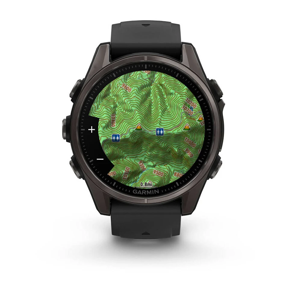 Умные часы Garmin Fenix 8 43mm AMOLED Sapphire Carbon Gray DLC Titanium with Black/Pebble Gray Silicone Band (010-02903-21)