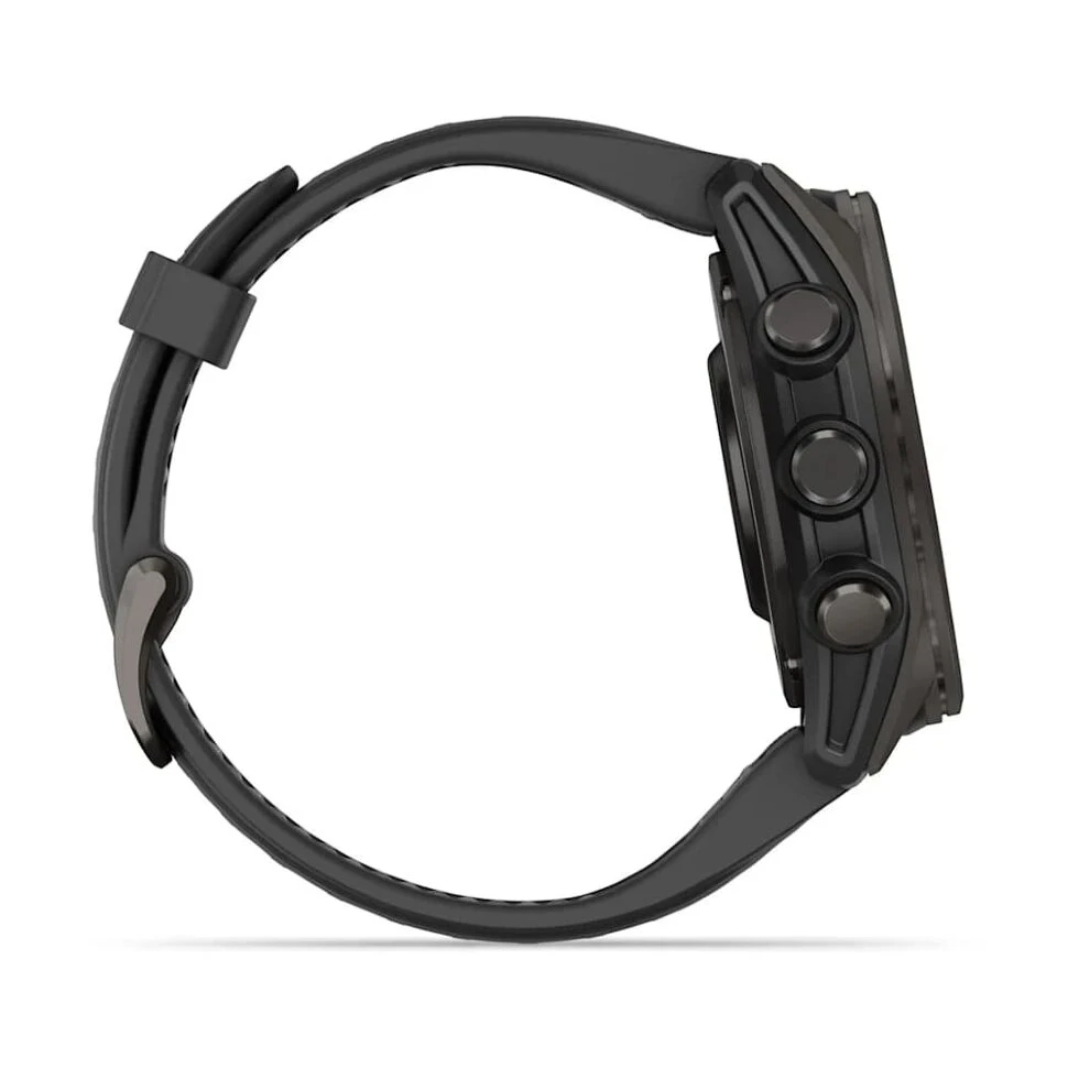 Умные часы Garmin Fenix 8 43mm AMOLED Sapphire Carbon Gray DLC Titanium with Black/Pebble Gray Silicone Band (010-02903-21)