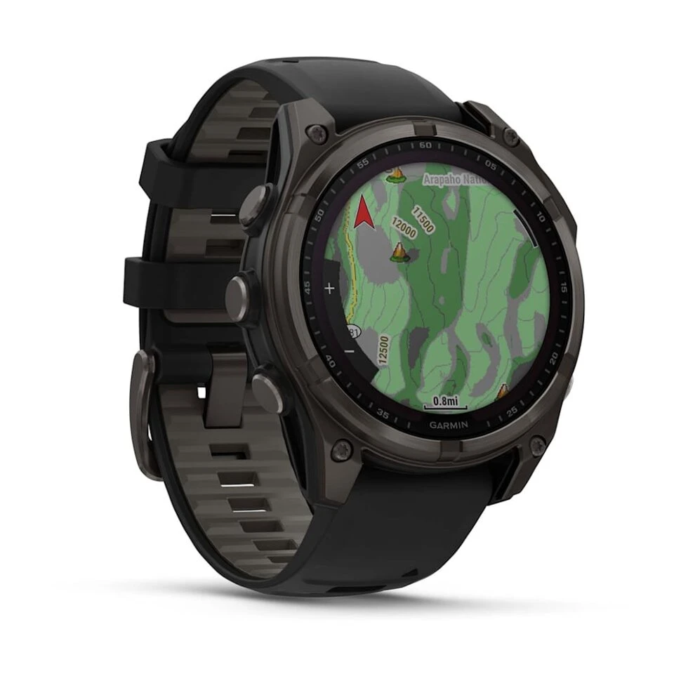 Умные часы Garmin Fenix 8 47mm SOLAR Sapphire Carbon Gray DLC Titanium with Black/Pebble Gray Silicone Band (010-02906-10)