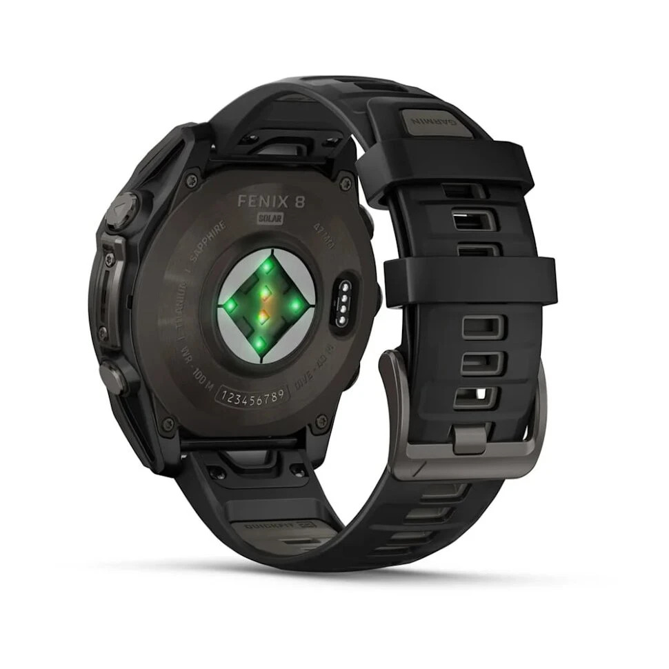 Умные часы Garmin Fenix 8 47mm SOLAR Sapphire Carbon Gray DLC Titanium with Black/Pebble Gray Silicone Band (010-02906-10)