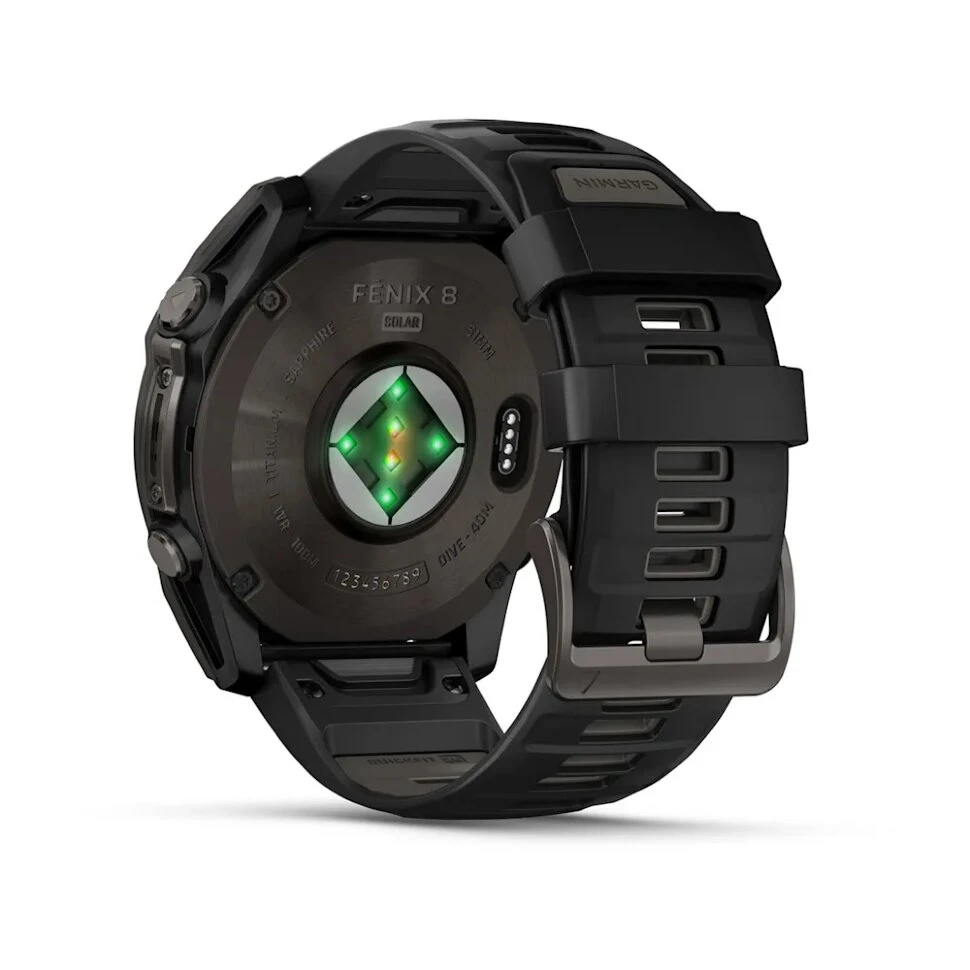Умные часы Garmin Fenix 8 51mm SOLAR Sapphire Carbon Gray DLC Titanium with Black/Pebble Gray Silicone Band (010-02907-10)