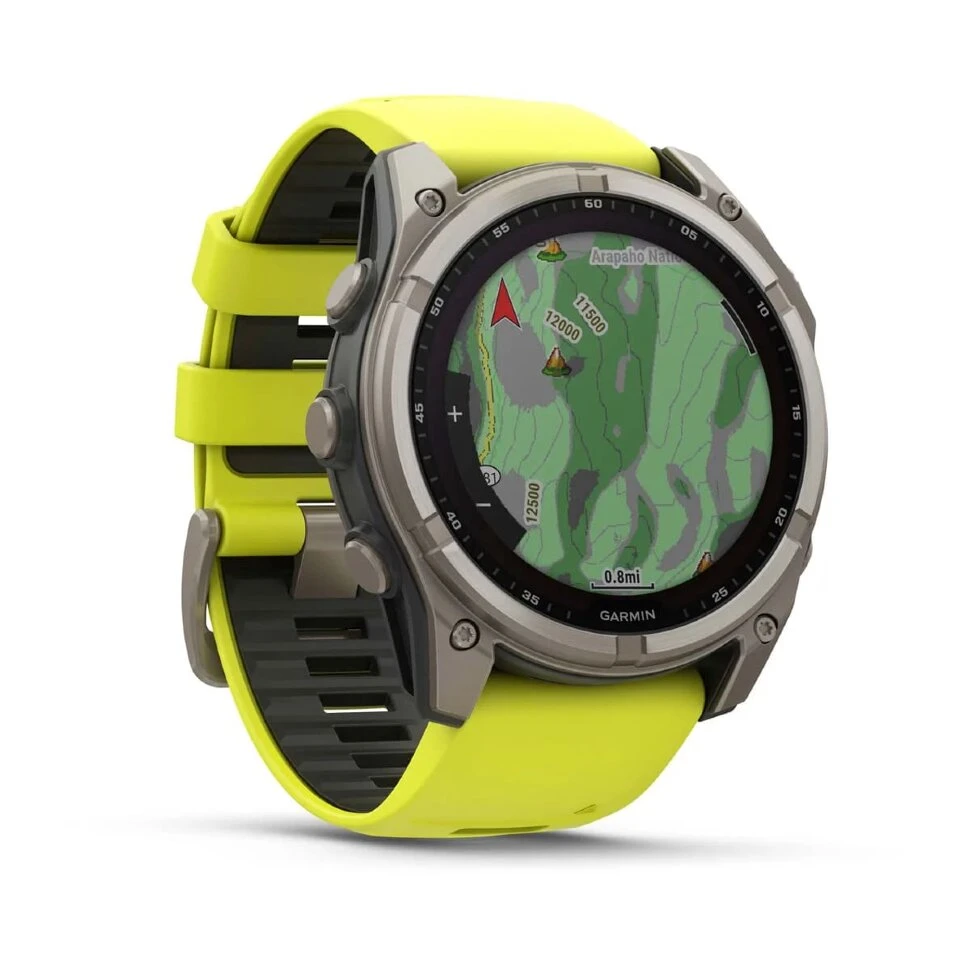 Умные часы Garmin Fenix 8 51mm SOLAR Sapphire Titanium with Amp Yellow/Graphite Silicone Band (010-02907-21)