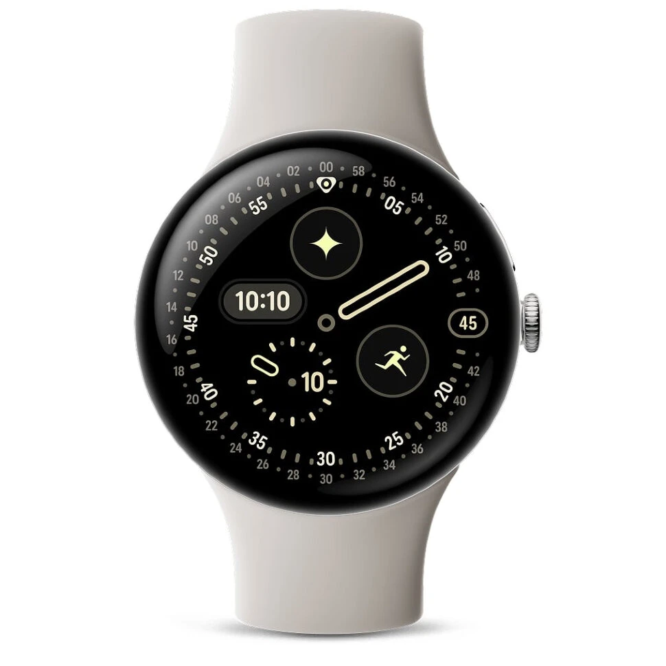 Умные часы Google Pixel Watch 4 45mm Wi-Fi Серебряный/Бежевый (Polished Silver/Porcelain)