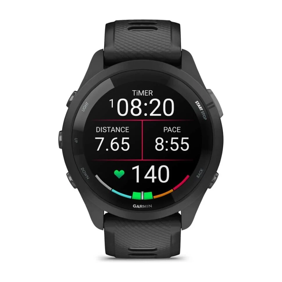 Умные часы Garmin Forerunner 265 46mm Black Bezel and Case with Black/Powder Gray Silicone Band (010-02810-10)