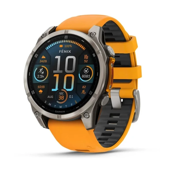 Умные часы Garmin Fenix 8 47mm AMOLED Sapphire Titanium with Spark Orange/Graphite Silicone Band (010-02904-10)
