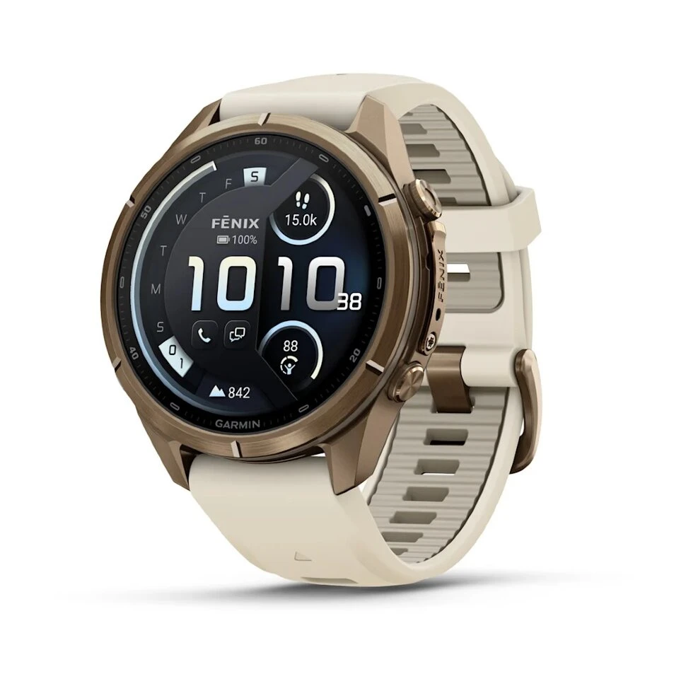 Умные часы Garmin Fenix 9 Pro 43mm Autumn Gold Titanium with Cream/French Grey Silicone Band (010-04335-26)