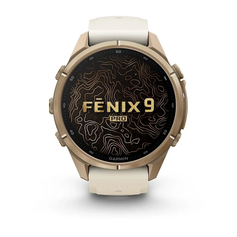 Умные часы Garmin Fenix 9 Pro 43mm Autumn Gold Titanium with Cream/French Grey Silicone Band (010-04335-26)