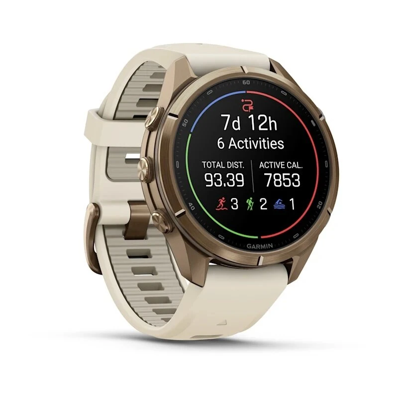 Умные часы Garmin Fenix 9 Pro 43mm Autumn Gold Titanium with Cream/French Grey Silicone Band (010-04335-26)
