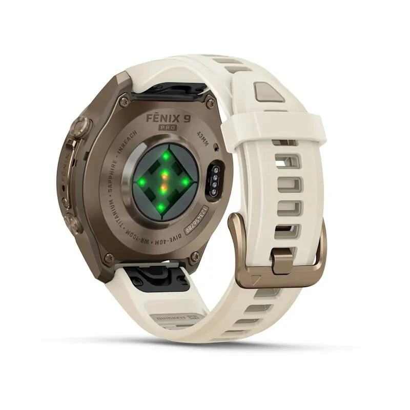 Умные часы Garmin Fenix 9 Pro 43mm Autumn Gold Titanium with Cream/French Grey Silicone Band (010-04335-26)