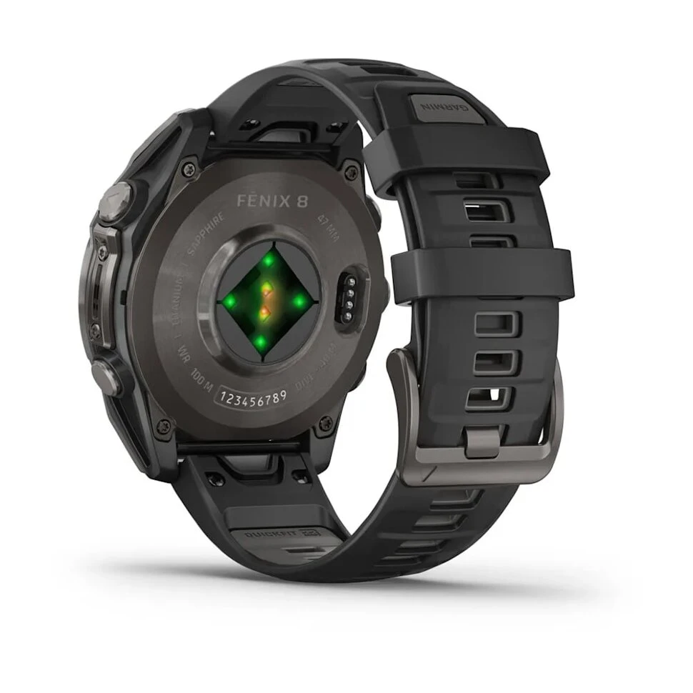 Умные часы Garmin Fenix 8 47mm AMOLED Sapphire Carbon Gray DLC Titanium with Black/Pebble Gray Silicone Band (010-02904-29)