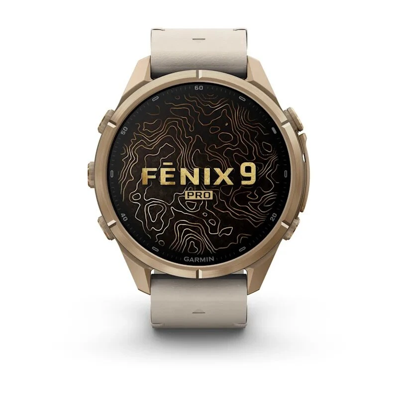 Умные часы Garmin Fenix 9 Pro inReach 43mm Autumn Gold Titanium with Bone Leather Band (010-04335-41)