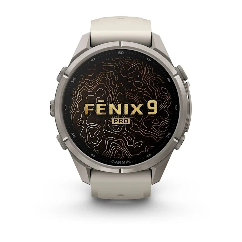 Умные часы Garmin Fenix 9 Pro inReach 43mm Titanium with Fog Grey/Dark Sandstone Silicone Band (010-04335-81)