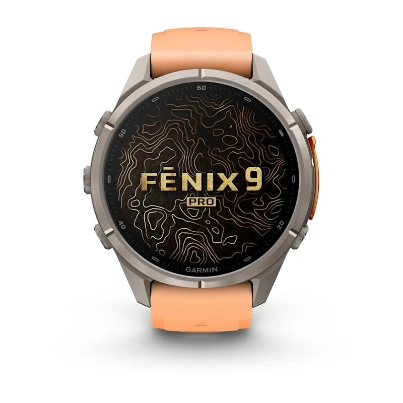 Умные часы Garmin Fenix 9 Pro inReach 43mm Titanium with Shell Pink/Autumn Orange Silicone Band (010-04335-01)