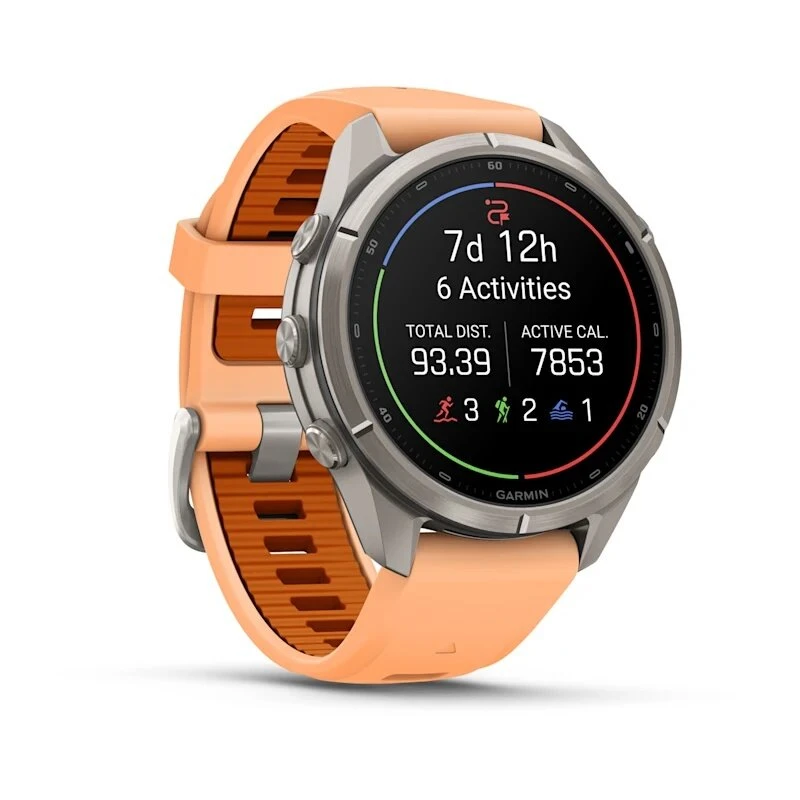 Умные часы Garmin Fenix 9 Pro inReach 43mm Titanium with Shell Pink/Autumn Orange Silicone Band (010-04335-01)