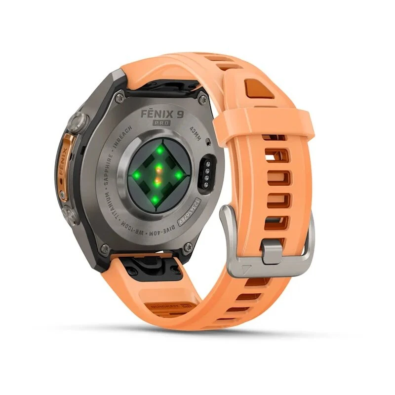 Умные часы Garmin Fenix 9 Pro inReach 43mm Titanium with Shell Pink/Autumn Orange Silicone Band (010-04335-01)