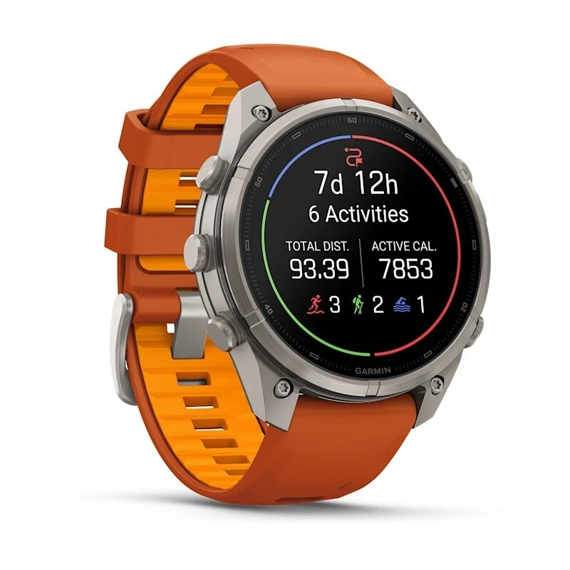 Умные часы Garmin Fenix 9 Pro inReach 47mm Titanium with Autumn Orange/Spark Orange Silicone Band (010-04336-01)