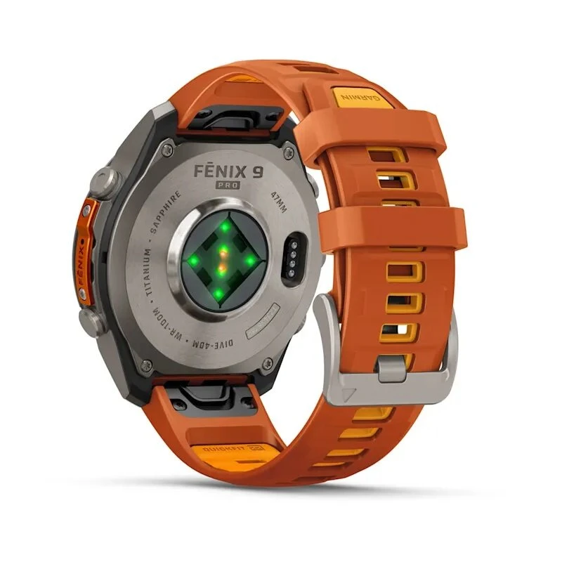 Умные часы Garmin Fenix 9 Pro inReach 47mm Titanium with Autumn Orange/Spark Orange Silicone Band (010-04336-01)