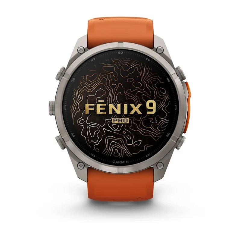 Умные часы Garmin Fenix 9 Pro inReach 51mm Titanium with Autumn Orange/Spark Orange Silicone Band (010-04337-01)